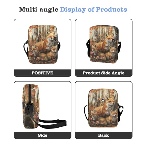 Crossbody Bag Fox Family Animal Autumn Fall Thanksgiving Messenger Bag for Women Men Purse Shoulder Bag Satchel Bag with Adjustable Strap 214B58964