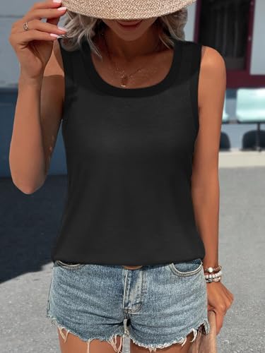 ATHMILE Womens Loose Fit Casual Flowy Tank Tops Round Neck Trendy Sleeveless Summer Beach Clothes Outfits2