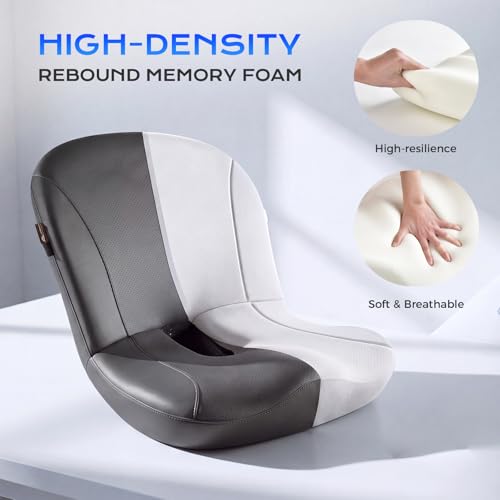 Image of Coverado Car Seat Cushion and Lumbar Support Pillow One Piece, Napa Leather Memory Foam Ergonomic Back Support Driving Seat Cushion for Back Pain, Non-Slip Washable Cushion for Car, Driver, Office