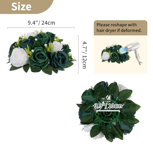 Image of NUPTIO Green Flower Ball Centerpieces: Artificial Rose for Table, 9.4 Inch