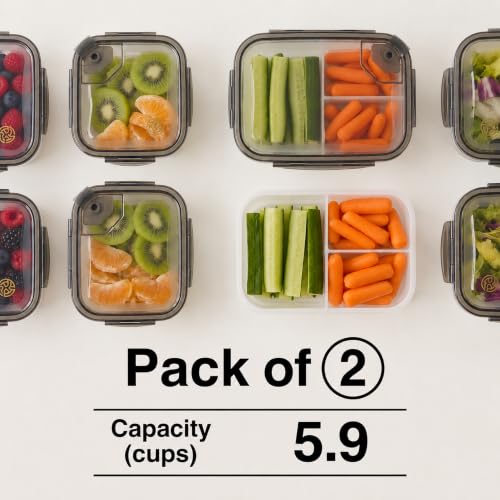 Image of Plastic Meal Prep Containers with Lids - 2 Pack Airtight Vented