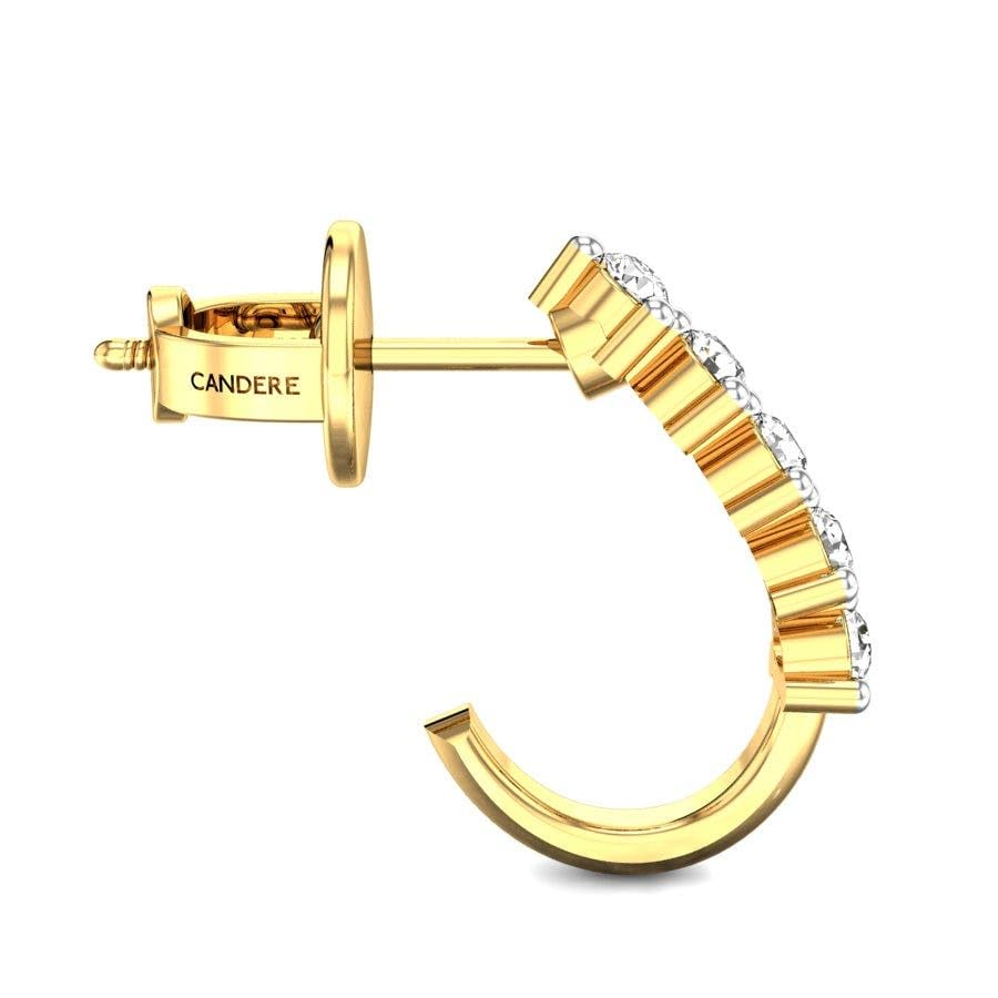 CANDERE - A KALYAN JEWELLERS COMPANY 14K BIS Hallmark Pure Yellow Gold and certified SIIJ Real Diamond Stud Earring for Women with Screw Back closure - Image 3