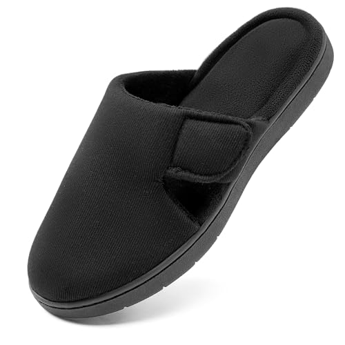 festooning Women's Slippers Soft Fuzzy Lined Memory Foam Adjustable Slip On Slides with Arch Support Comfy Warm Non-Slip Indoor House Slipper Shoes for Ladies