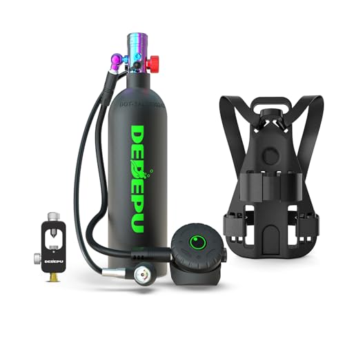 DEDEPU 2.3L Scuba Tank, Mini Diving Tank Small Lung Tank with Adapter, Up to 40 Mins Underwater Breathing Time, Portable Backup Air Cylinder, Emergency Resuce Pony Bottle