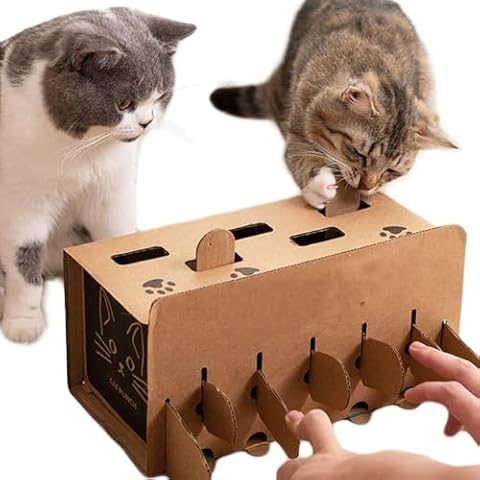 PAPIEEED Yamyidar Pet Cat Toy, Interactive Cat Hunt Training Cat Teaser Box Puzzle Toy Punch Game for Cat, Whack-A-Mole Cover