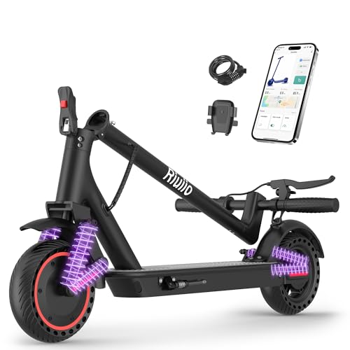 Image of Electric Scooter, 350W-500W Motor, 9 MPH to 22MPH, 10-41 Miles Range, Dual Suspension, Dual Braking, App Control, Foldable Commuter E Scooter for Adults and Teens