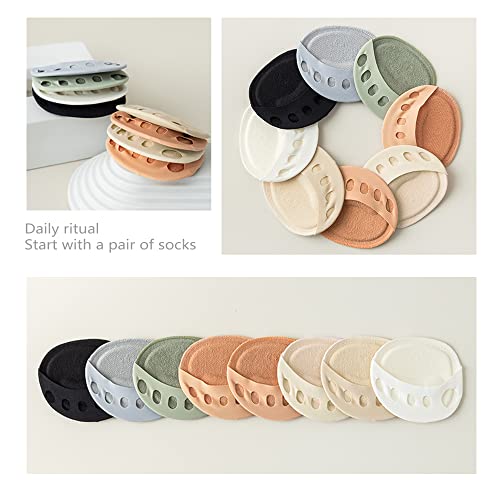 Image of Ball of Foot Cushions Pads,4 Pairs Honeycomb Fabric Forefoot Pads for Metatarsal Pads,No Show Women's Half Socks Pads Invisible Toe Topper Liner Socks Sponge Cushion (4 Pairs-2 Beige 2 Black)