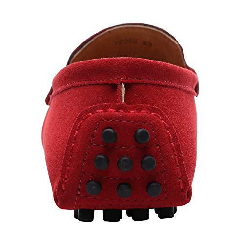 Image of ANUFER Men's Suede Leather Penny Loafers Comfort Driving Shoes Moccasin Slippers