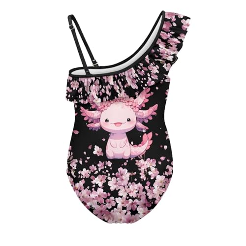 Image of Girls One Piece Swimsuit Ruffled Halter Bathing Suit with Adjustable Strap Beach Sport Swimwear for 3-14 Years