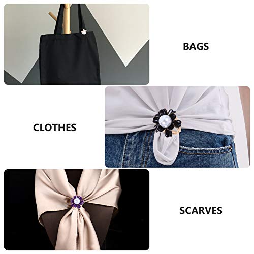 ABOOFAN 4Pcs Lenços Fivela Três Anéis Flor Pérola Lenço Anel Fivela Clipe Xale Porta-Fivela Pino Bro