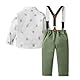 Volunboy Baby Jungen Anzug Set Bekleidung, Kleinkind Langarm Hemd mit Fliege + Hosenträger Hosen 4 Stück Anzug (12-18 Monate,Dunkel Grün,Größe 80)