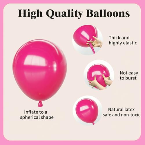 Image of Pink Balloons Set, 65Pcs 12Inch Hot Pink Latex Balloons Baby Light Pink Balloon for Girls Women Baby Shower Wedding Valentine's Day
