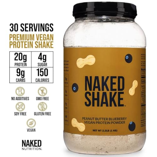 Image of NAKED Shake - Peanut Butter Blueberry Protein Powder, Plant Based Protein with Mct Oil, Gluten-Free, Soy-Free, No Gmos Or Artificial Sweeteners - 30 Servings