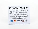 12pk Convenience Fee Credit Card Payment Signs, 3% Fee, Countertop Display, Business Payment Signs, Credit Card Logos and Contactless Icon, Retail Payment Policy