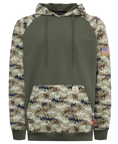 BOCOMAL FR Hoodies Pullover Camouflag 10.5oz Cottoon Fleece Flame Resistant Men's Hooded Sweatshirts