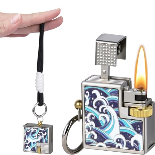 Encendedor Retro Mini de Metal Azul Compacto miniatura 1