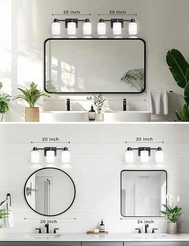 Image of DORESshop Bathroom Vanity Light Fixtures Over Mirror with Milk Glass Shade