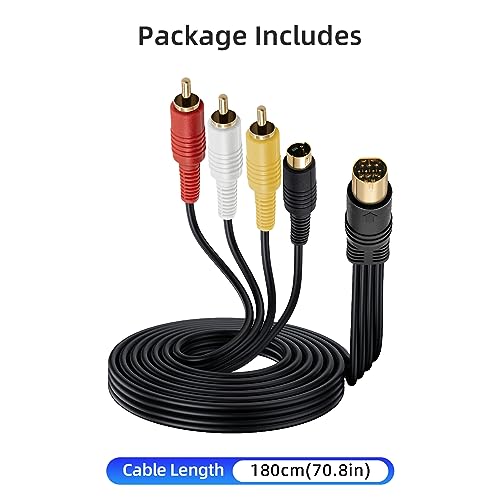 Mcbazel Gold Plated S-AV Video Audio Composite TV Adapter Cable for Sega Saturn