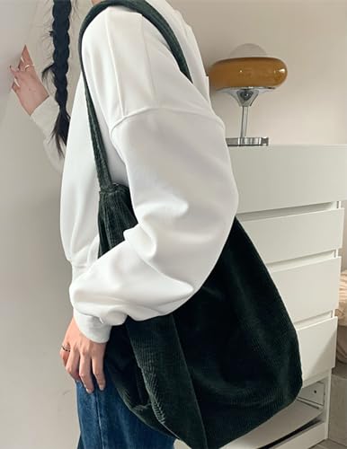 Image of 2026 Corduroy Tote Bag with Zipper Large Casual Handbags Shoulder Purse for Women