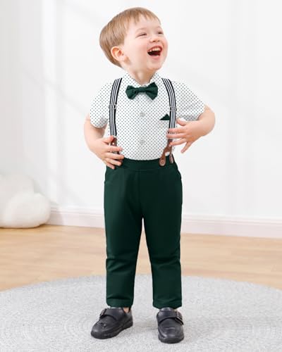 DISAUR Boy Clothes Suits, Big Kid Dress Shirt with Bowtie + Suspender Pants Outfit Sets Gentleman Wedding 6-10 Years - Image 4
