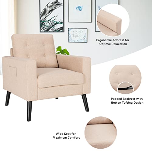 Sillón Plegable Beige con Tapizado de Lino miniatura 7