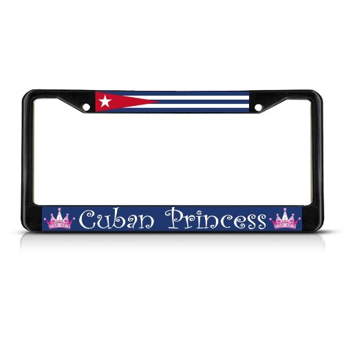 Sign Destination Metal Insert License Plate Frame Cuba Cuban Princess Weatherproof Car Accessories Black 2 Holes Solid Insert 1 Frame