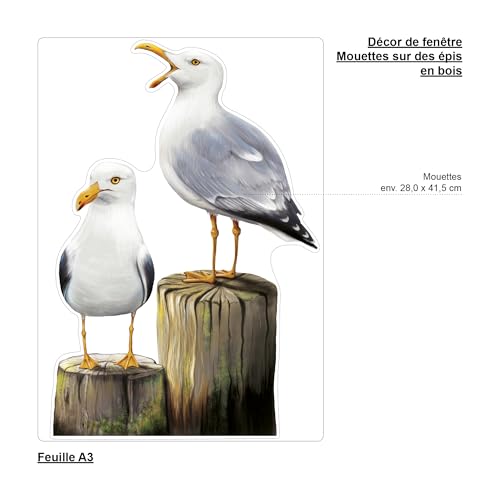 Stickers fenêtre mouettes déco vitres électrostatique repositionnable
