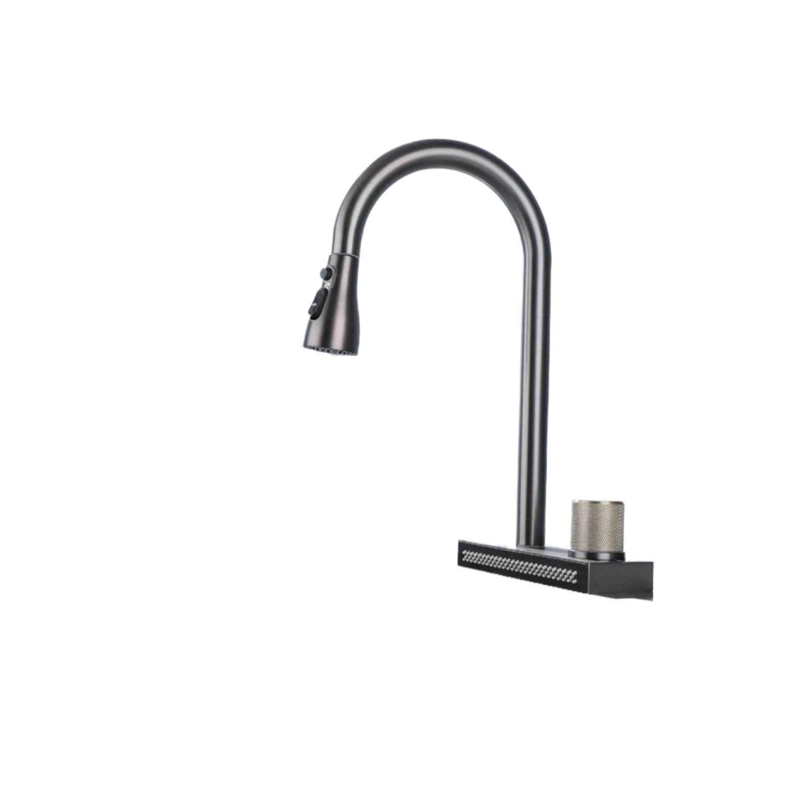Grifo extraíble gris para renovar tu lavabo con agua fría y caliente