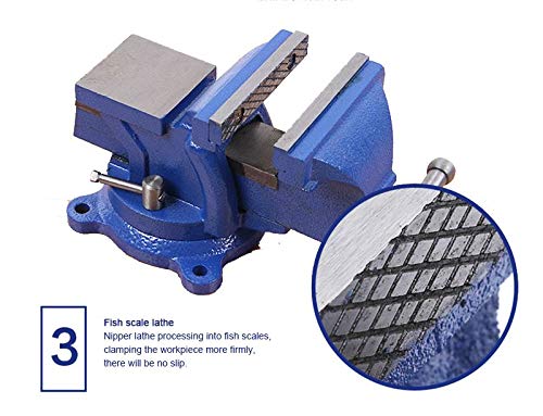 KATSU Tornillo de Banco 5" 125mm 5,2kg, Resistente de 360 Grados Base Giratoria Torno Fresadora Mesa Banco de Trabajo Abrazadera para Mecánicos e Ingenieros 402351