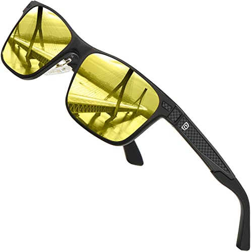 DUCO Night Driving Glasses for Men Carbon Fiber Temples Glare Reducing HD Night Vision Glasses