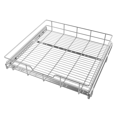 Image of Pull Out Cabinet Organizer 24 inch W X 22 inch D, Chromed, Full Slide Out Drawers