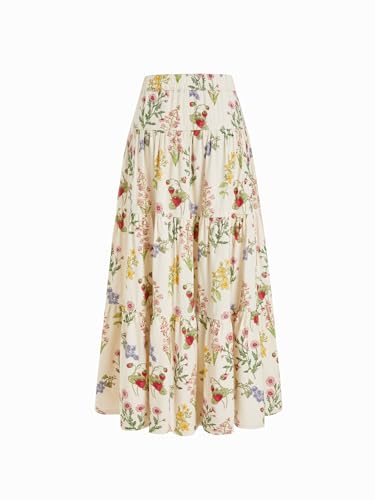 Image of CIDER Women's Long Jean Denim Tiered Button Down High Waisted Maxi Skirts