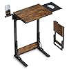 Folding c shaped end table tv tray table for eating foldable side table for laptop c table couch table with mouse tray for work living room bedroom rustic brown  urban country home decor