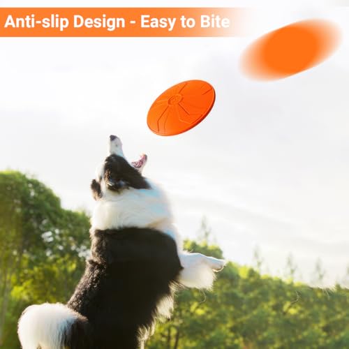 Zyren 3 Stück Hundefrisbee,18 cm Hunde Frisbee,Gummi Frisbee,Bodentarget Hund für Hundetraining, Werfen, Fangen und Spielen,Natürlichem Kautschuk, Weich und Sanft im Mund, Orange