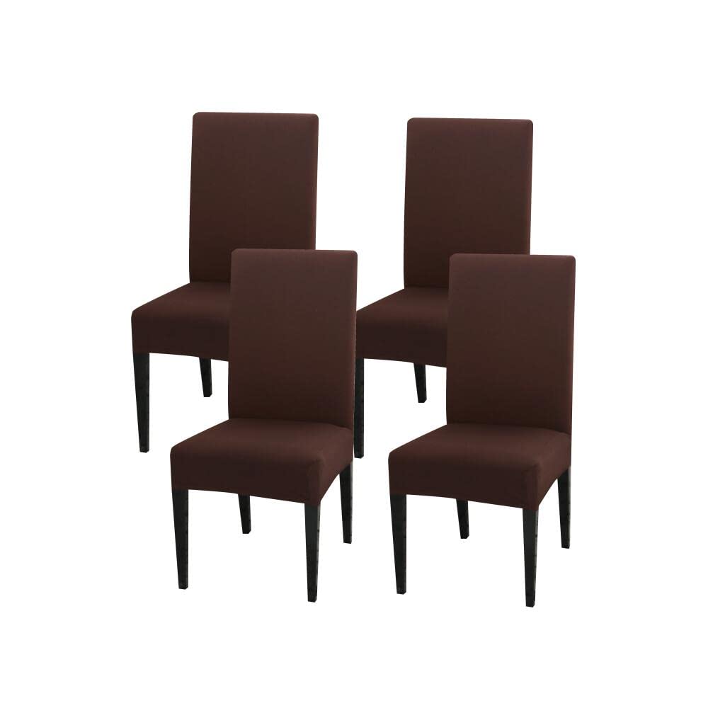 NewYouth 4-Piece Polyester Elastic Washable Restaurant seat Cover Protective Cover seat Cover (Brown,4)