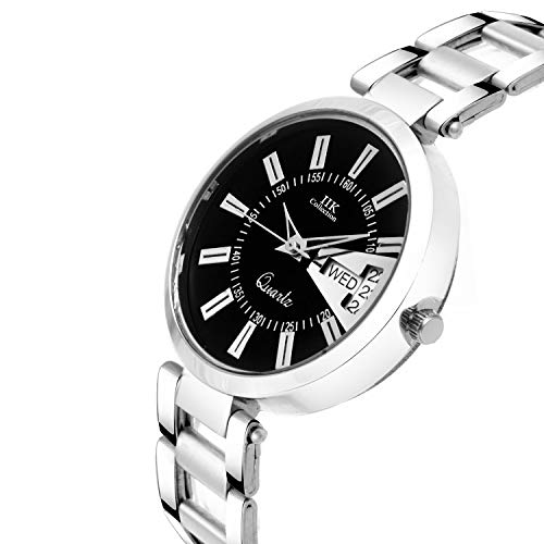 Image of IIK COLLECTION Round Dial Stainless Steel Bracelet Chain Analogue Day & Date Functioning Watch For Women And Girls, Dial Color-Assorted