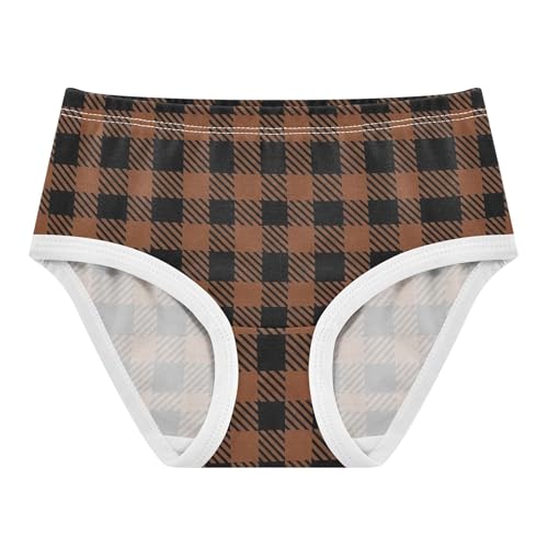 Girls Underwear Toddlers 2t Cotton Panties for Girl Print Briefs Kids Undies Classic Buffalo Plaid Black Brown