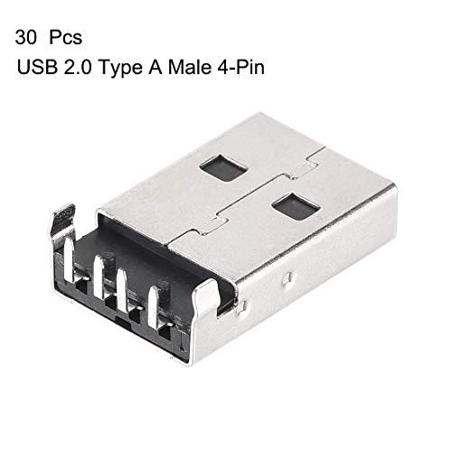 30 pcs conector USB 2.0 tipo A macho 90° miniatura 2