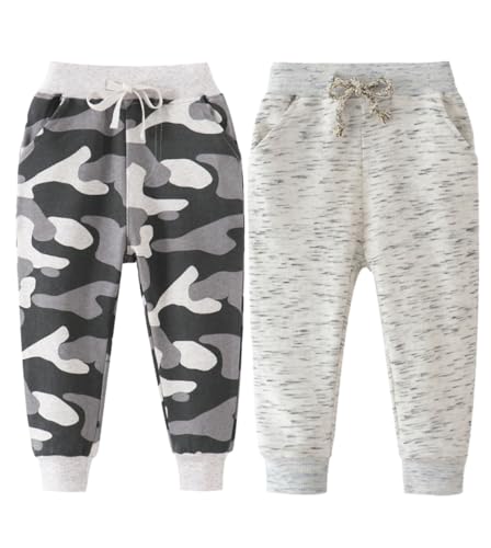 Little Boys Cartoon Pattern Cotton Drawstring Elastic Sweatpants Sport Jogger Pants with Pocket