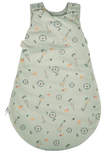 Sterntaler Babyschlafsack 56cm Giraffe & Löwe – Alloverdruck, Hydrocool-Futter, leichte Wattierung – Zwei-Wege-Reißverschluss, Druckknöpfe & Kabelöffnung - 1,50 TOG – Baby und Kleinkind Schlafsack