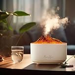 Senyucom Humidifiers for bedroom,1.5L Portable Cool Mist Humidifiers Auto Shut-Off USB Desk Humidifier,Dual Nozzle & 6 Color Flame Night Light for Bedroom, Office,Baby Nursery & Plants.(White)