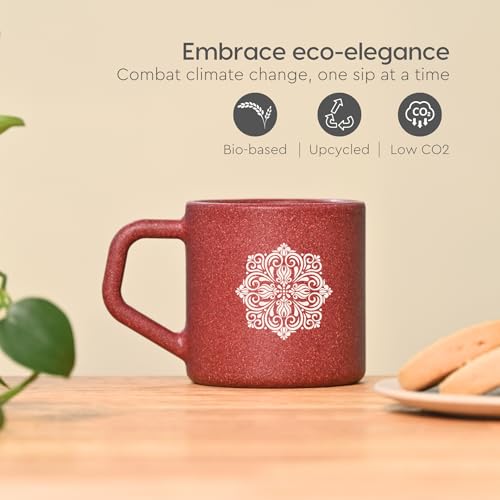 Image of Eha Earth-Friendly Wedding Gifts for Couple | Gifts Made with Rice Husk Biocomposite | One Printed Mug and Coasters Set of 2, Planter, Keychain, Loopac Box | 200 ml | Coral