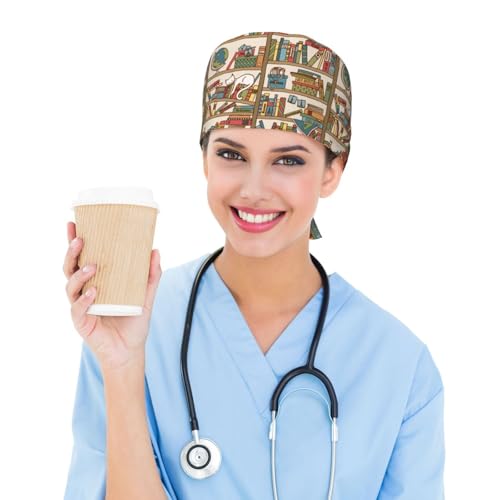 Image of Surgical Caps Men Women, Scrub Cap with Sweatband Adjustable