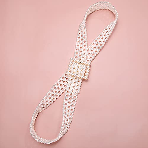 Dubulle Womens Pearl Belt Fashion Seven Row Square Button Pearl Waist Chain Adjustable Size Jeans Dress Party Belt #TOP1