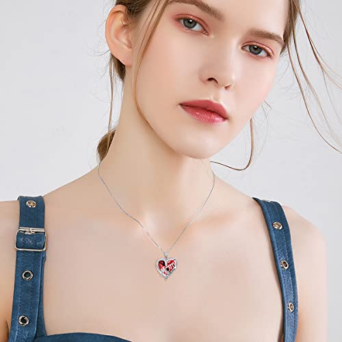 Toupop Crystal Necklace For Women S925 Sterling Silver I Love You Forever Heart Mom Pendant Necklace With Heart Birthstone Birthday Jewelry For Women Mom Grandma #TOP5