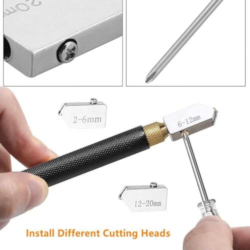 Upgrade Glass Cutter Tool,Glass Cutter 2mm-20mm,Pencil Style Oil Feed Carbide Tip for Glass Cutting/Tiles/Mirror/Mosaic