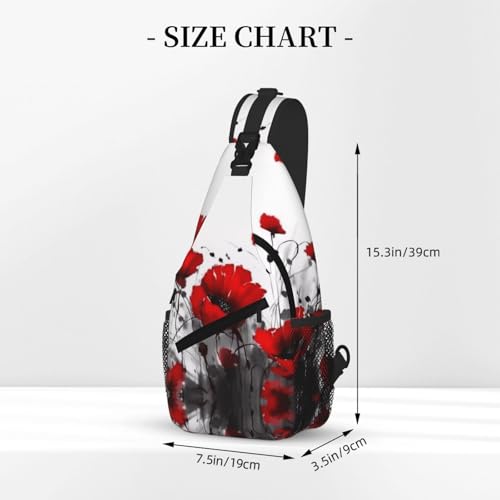 Red Poppy Flower Print Cross Chest Bag Diagonally - High-Capacity For Short Trips, Work, And Daily Use3