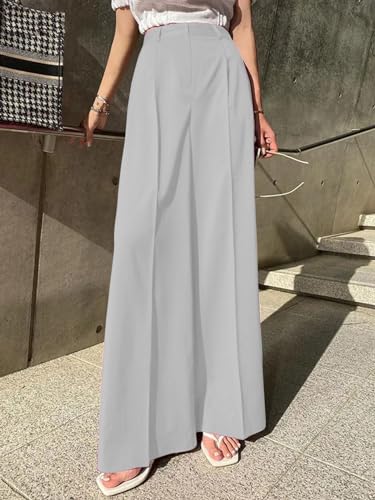 Image of Aahwan Solid Dark Green Loose Fit Wide Legs Korean Baggy High Rise Pants for Women's & Girls' with Pocket