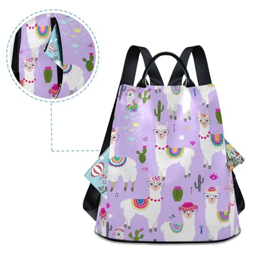 Sac à dos lamas violet fermeture éclair antivol et poignées souples - 4