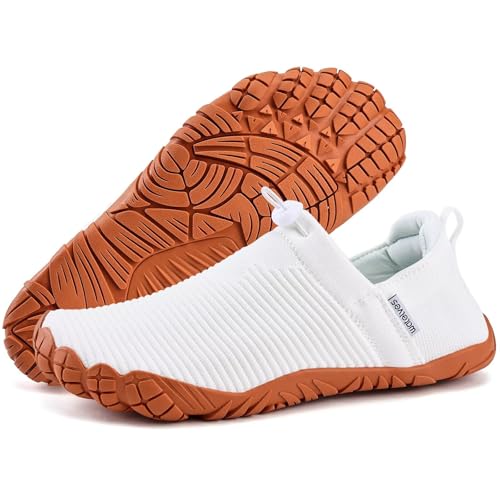 Image of WateLves Water Shoes Womens Mens - Comfortable Lightweight Striped Pattern Barefoot Shoes for Beach Swim Pool Yoga Boating Water Aerobics